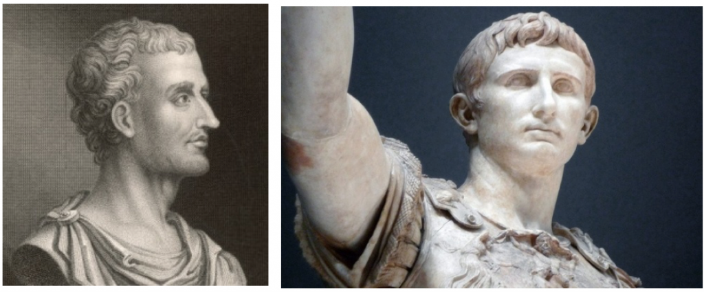 Roman historian Titus Livius (L) was a spin doctor for Emperor Augustus (R)